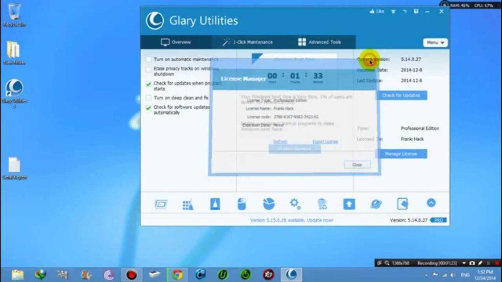 Glary Utilities Pro 5.198.0.227 Crack Full 5.161 Lifetime Key 2021